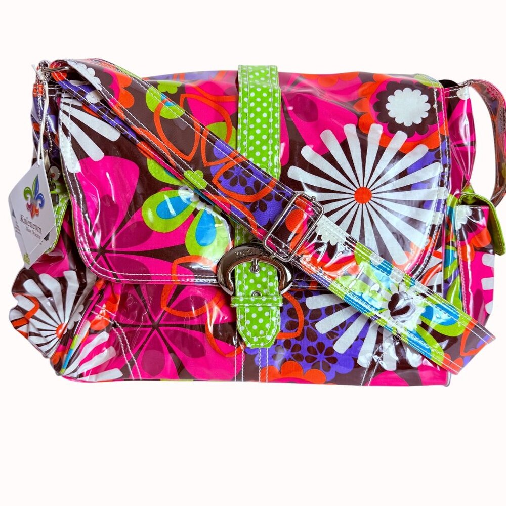 Kalencom MOD Diaper Bag Tote Vinyl Laminated Floral Retro Hippie Inspired Gift